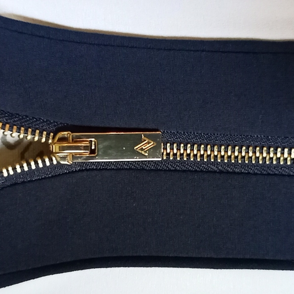 Adrienne Vittadini Midnight Blue Crepe Colorblock Jacket Sz S - Picture 3 of 6